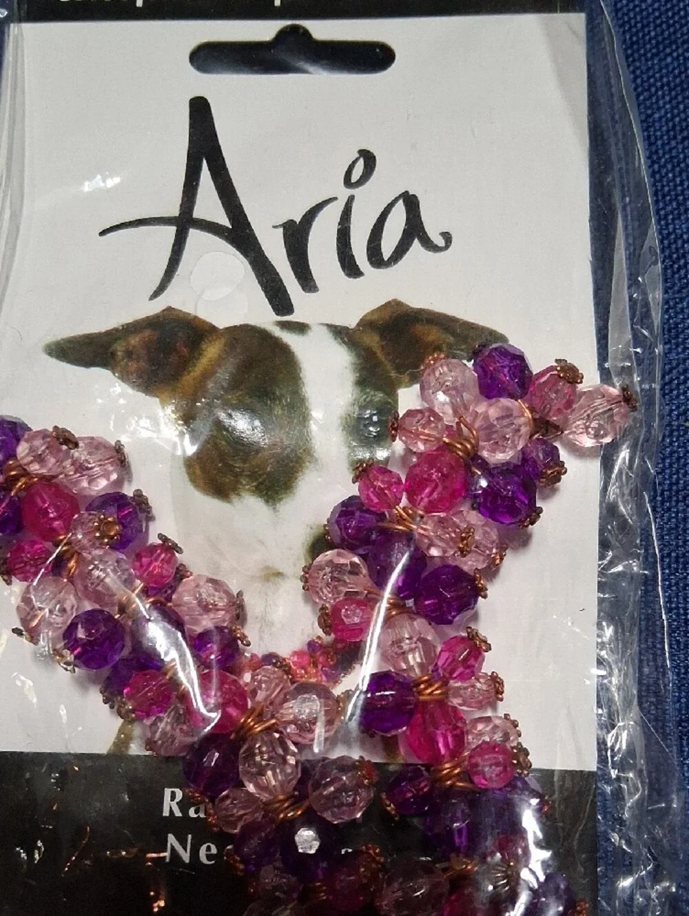 Aria Pink and Purple Beaded Necklace with Silver Chain Charm